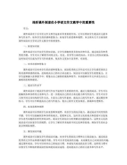 浅析课外阅读在小学语文作文教学中的重要性