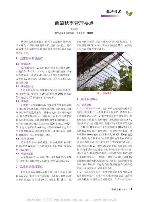 葡萄秋季管理要点