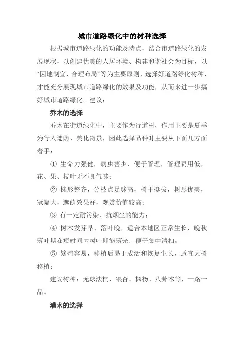 城市道路绿化中的树种选择