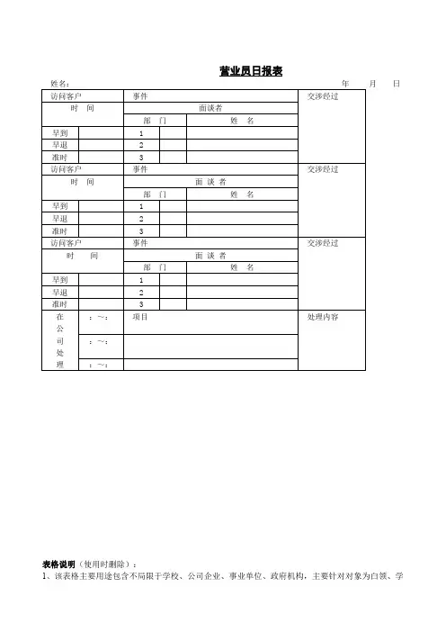 营业员日报表