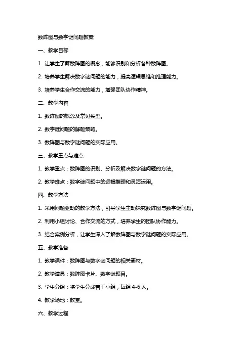 数阵图与数字谜问题教案