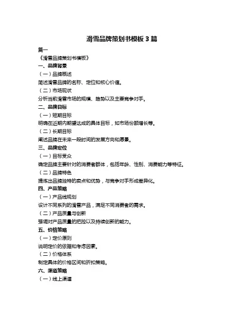 滑雪品牌策划书模板3篇