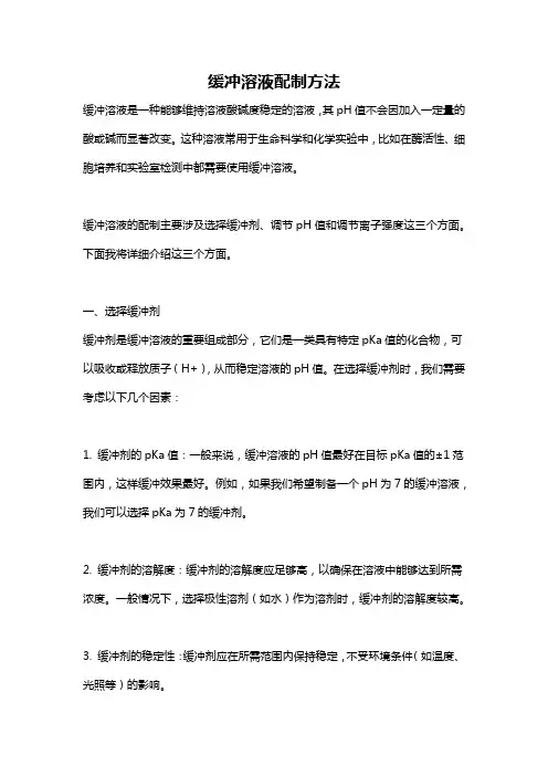 缓冲溶液配制方法