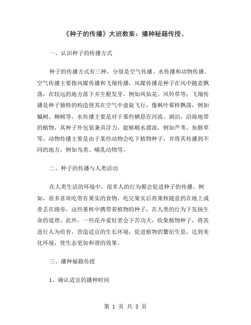 《种子的传播》大班教案：播种秘籍传授