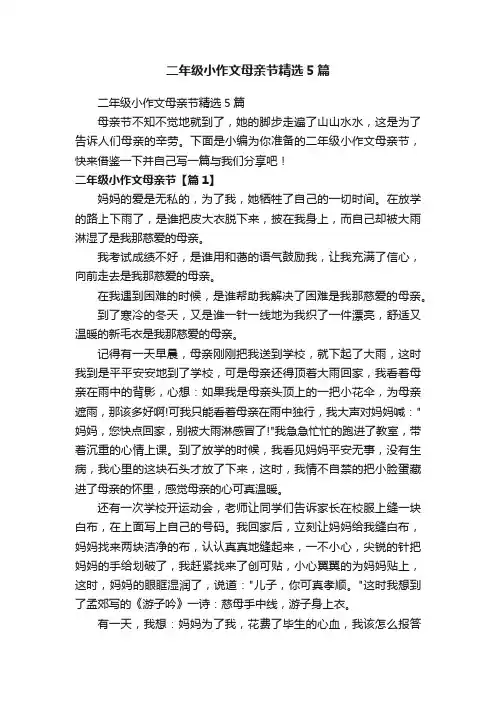 二年级小作文母亲节精选5篇