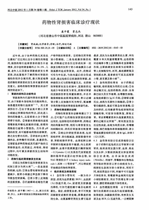 药物性肾损害临床诊疗现状