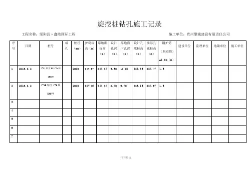 旋挖灌注桩施工记录Word版