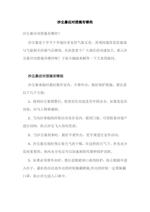 沙尘暴应对措施有哪些