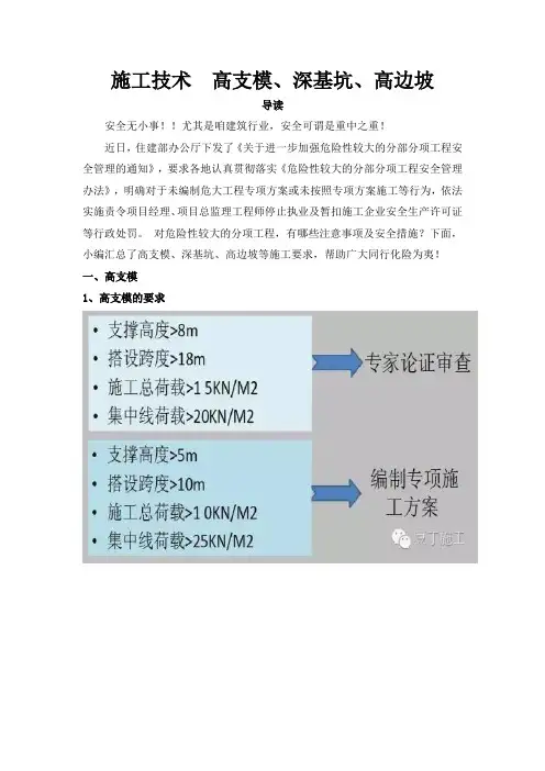 施工技术  高支模、深基坑、高边坡