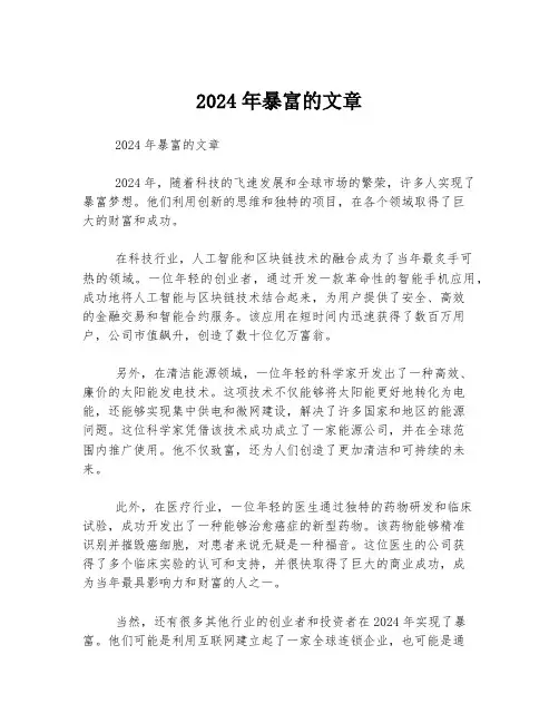 2024年暴富的文章
