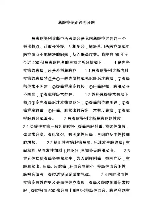 急腹症鉴别诊断分解