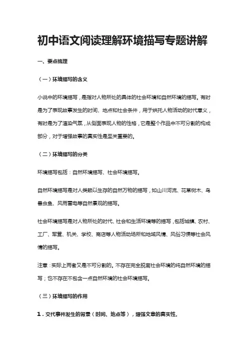 初中语文阅读理解环境描写专题讲解