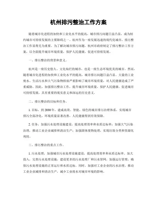 杭州排污整治工作方案