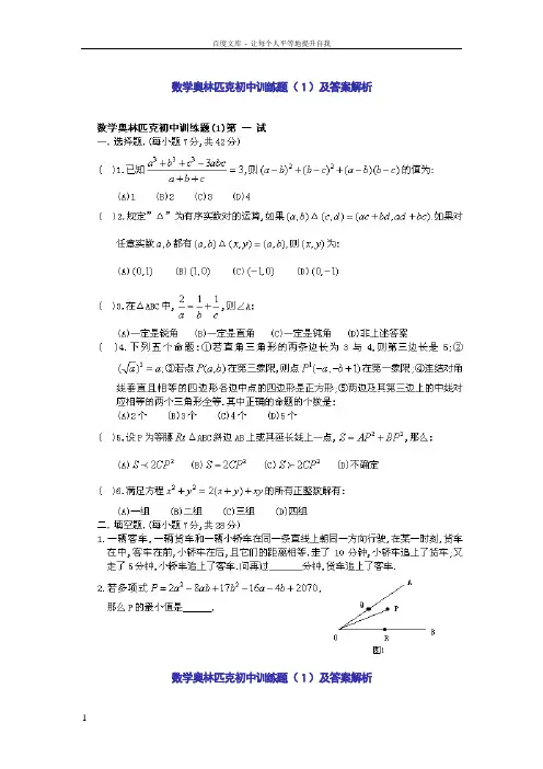 初中奥数试题大全及解析