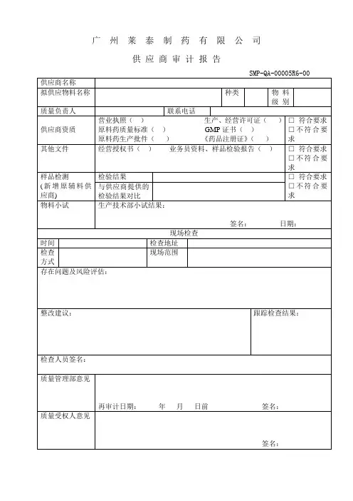 供应商审计报告