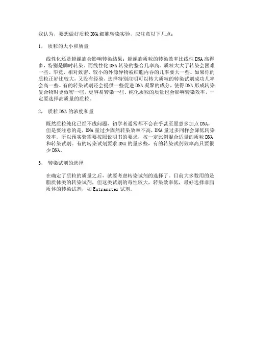 如何做好DNA细胞转染实验(Entranster)