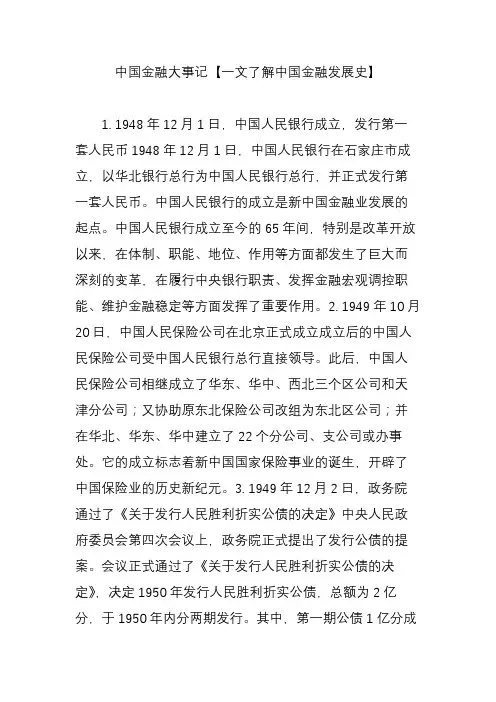 中国金融大事记【一文了解中国金融发展史】