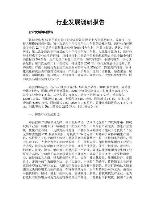 行业发展调研报告