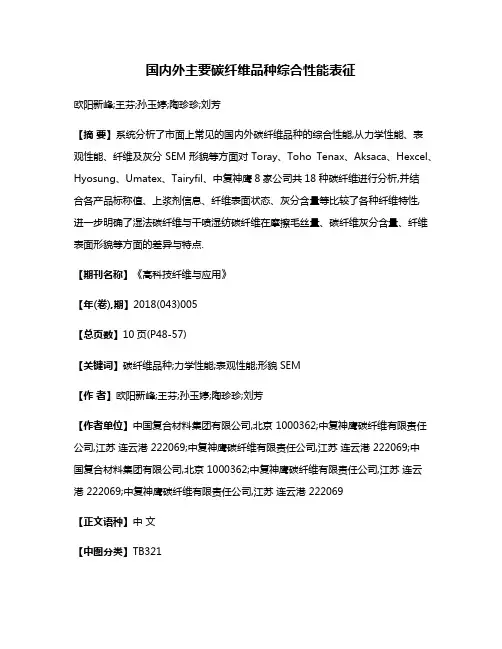 国内外主要碳纤维品种综合性能表征