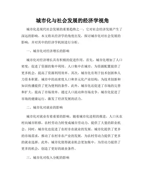 城市化与社会发展的经济学视角