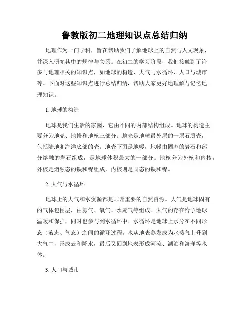 鲁教版初二地理知识点总结归纳