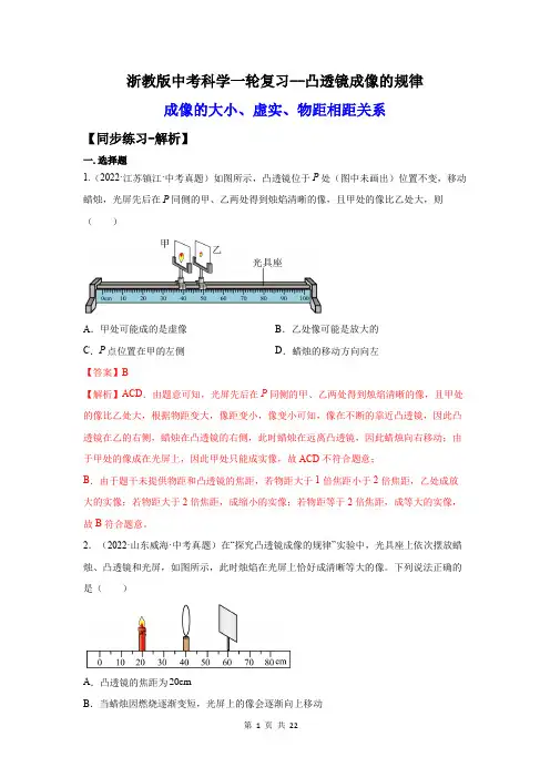 凸透镜成像规律(练习)(解析版)