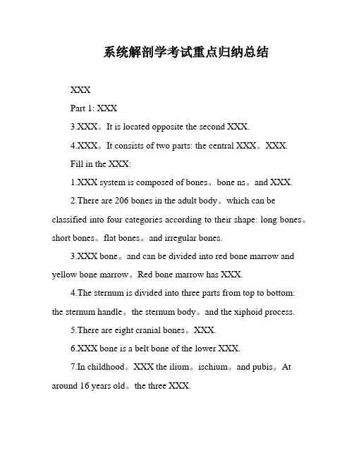 系统解剖学考试重点归纳总结