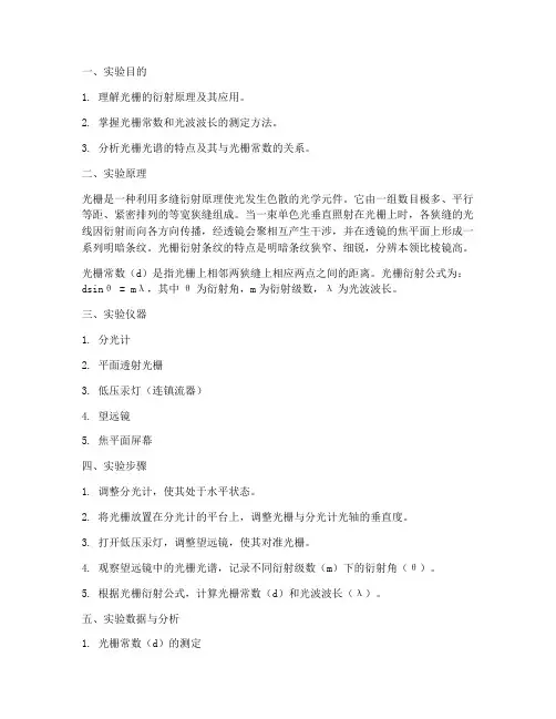 光栅实验报告实验分析