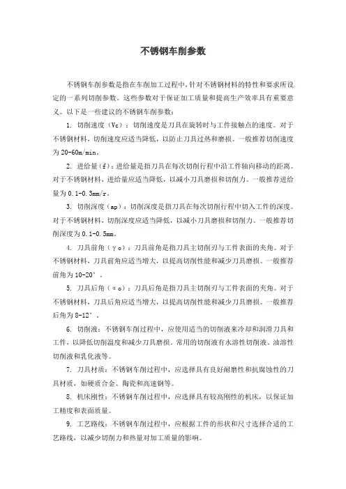 不锈钢车削参数
