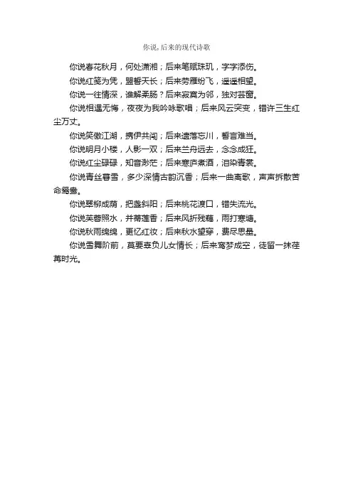 你说,后来的现代诗歌
