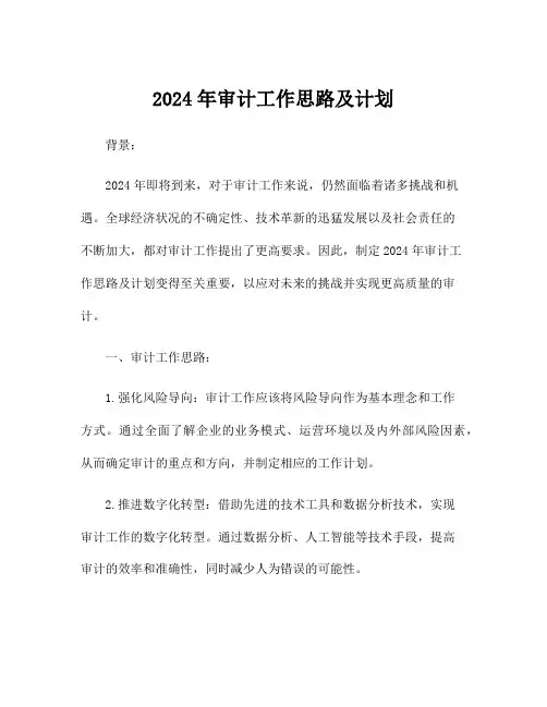 2024年审计工作思路及计划