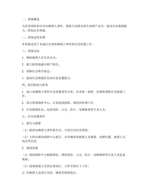 电梯困人事件应急处置预案