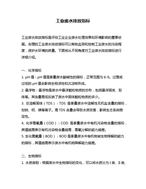 工业废水排放指标