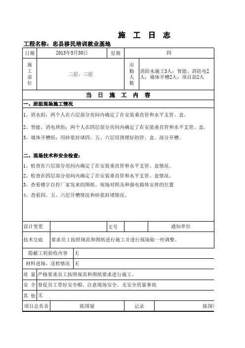 消防工程施工日志