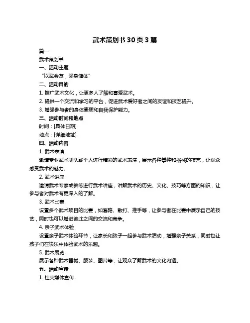 武术策划书30页3篇