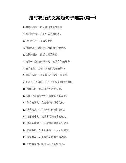 描写衣服的文案短句子唯美(精选合集2篇)