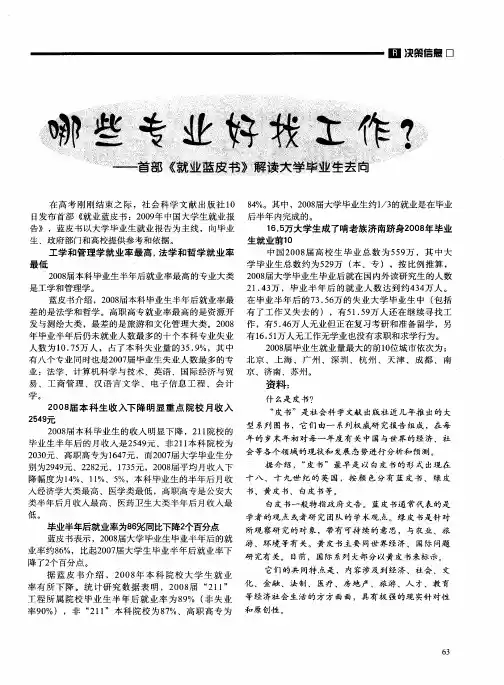 哪些专业好找工作？——首部《就业蓝皮书》解读大学毕业生去向