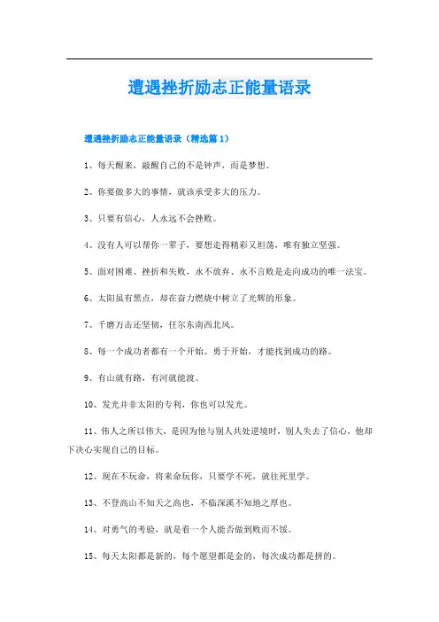 遭遇挫折励志正能量语录