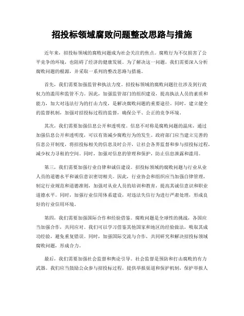 招投标领域腐败问题整改思路与措施