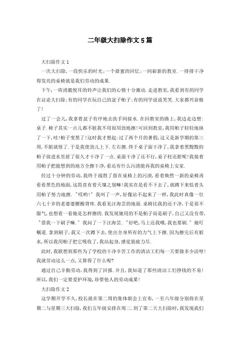 二年级大扫除作文5篇