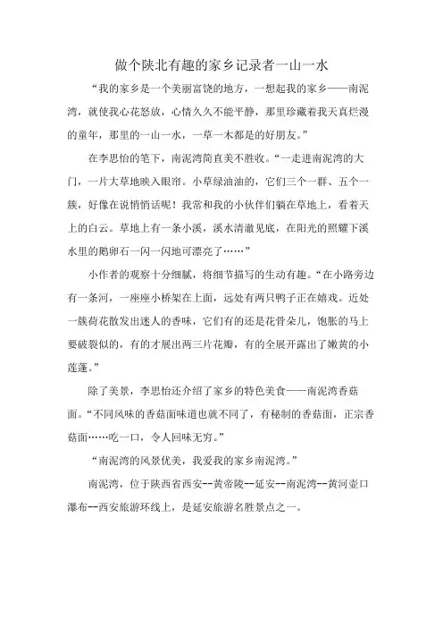 做个陕北有趣的家乡记录者一山一水