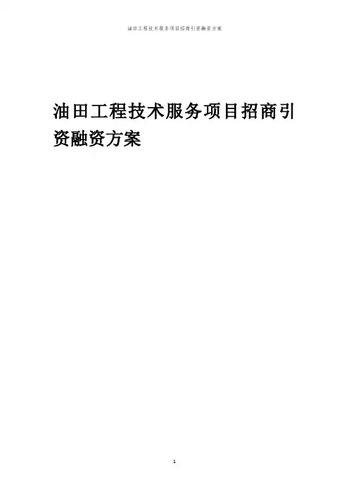 2023年油田工程技术服务项目招商引资融资方案