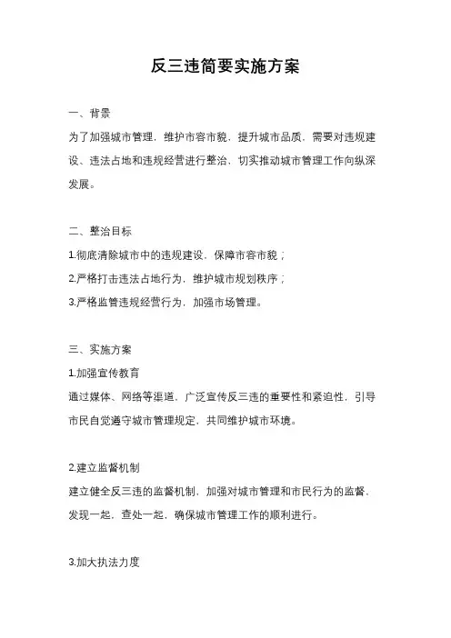 反三违简要实施方案