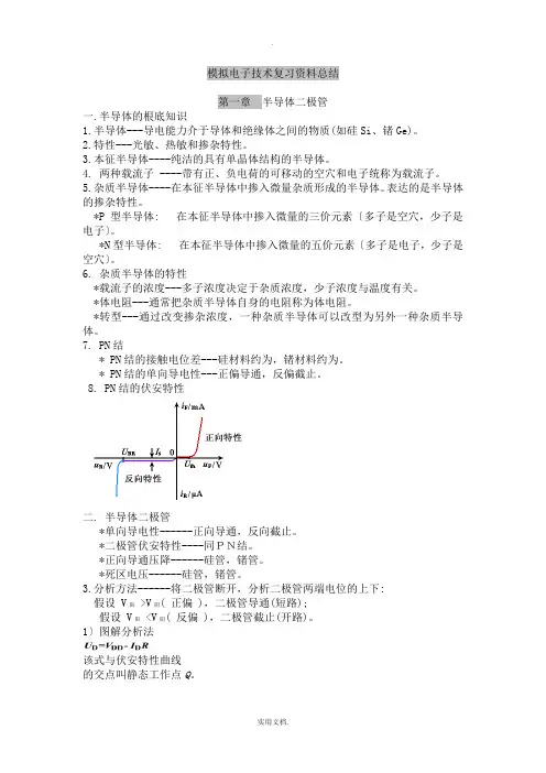 模拟电子技术基础-知识点总结