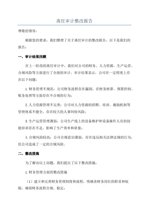 离任审计整改报告