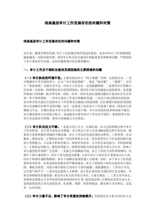 浅谈基层审计工作发展存在的问题和对策