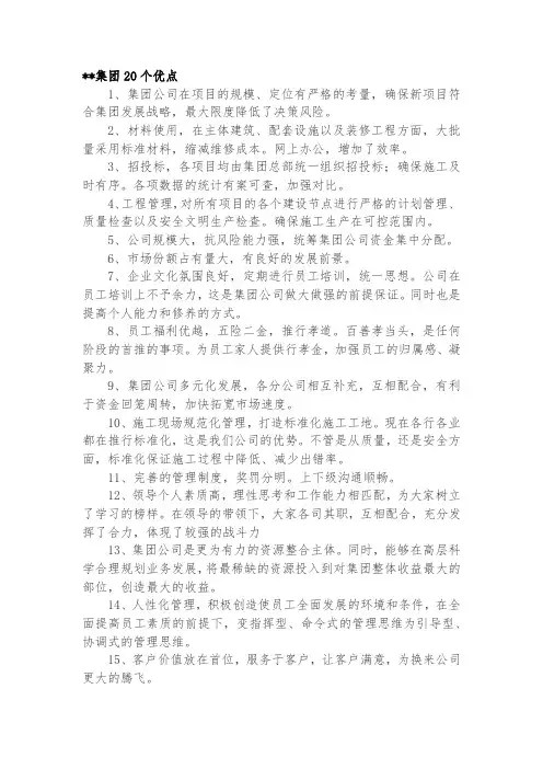 集团20个优势