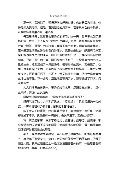 作文那次我流泪了_作文3000字_高中优秀作文_