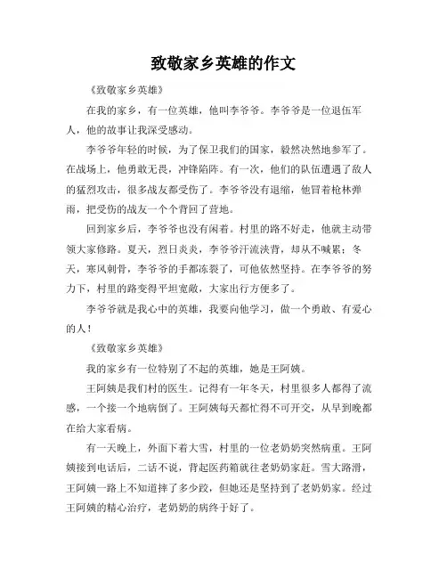 致敬家乡英雄的作文