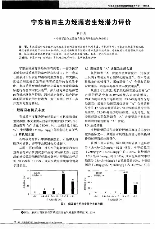 宁东油田主力烃源岩生烃潜力评价